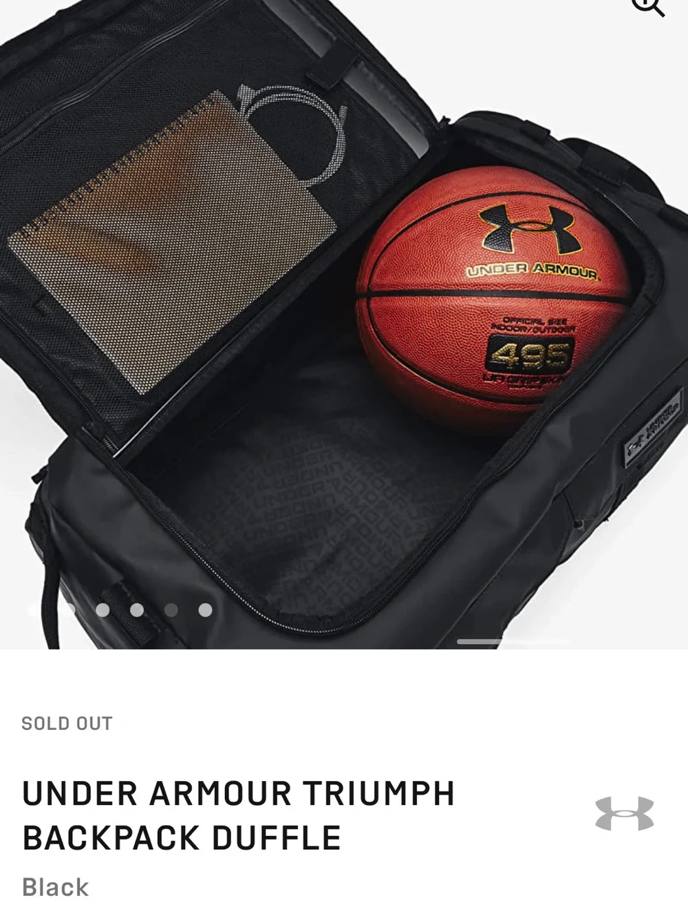 Under Armour Black Duffel Bag with Shoulder Strap